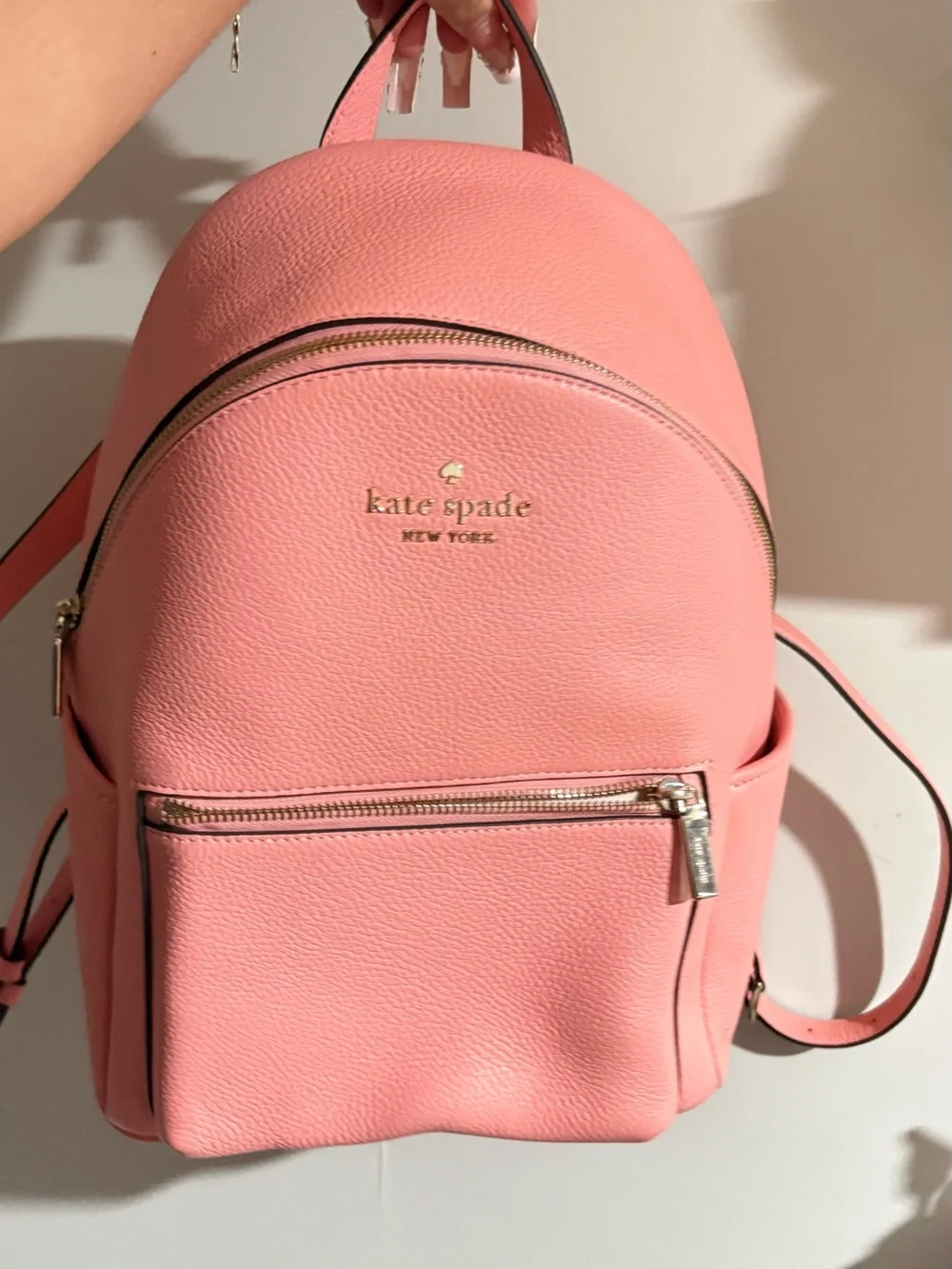 kate spade Pink Pebble Leather Mini Backpack with Gold Hardware